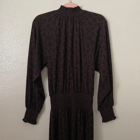 Ann Taylor Dress Womens Small Brown Maxi Leopard Animal Print Knit Boho Neutral - Picture 10 of 14